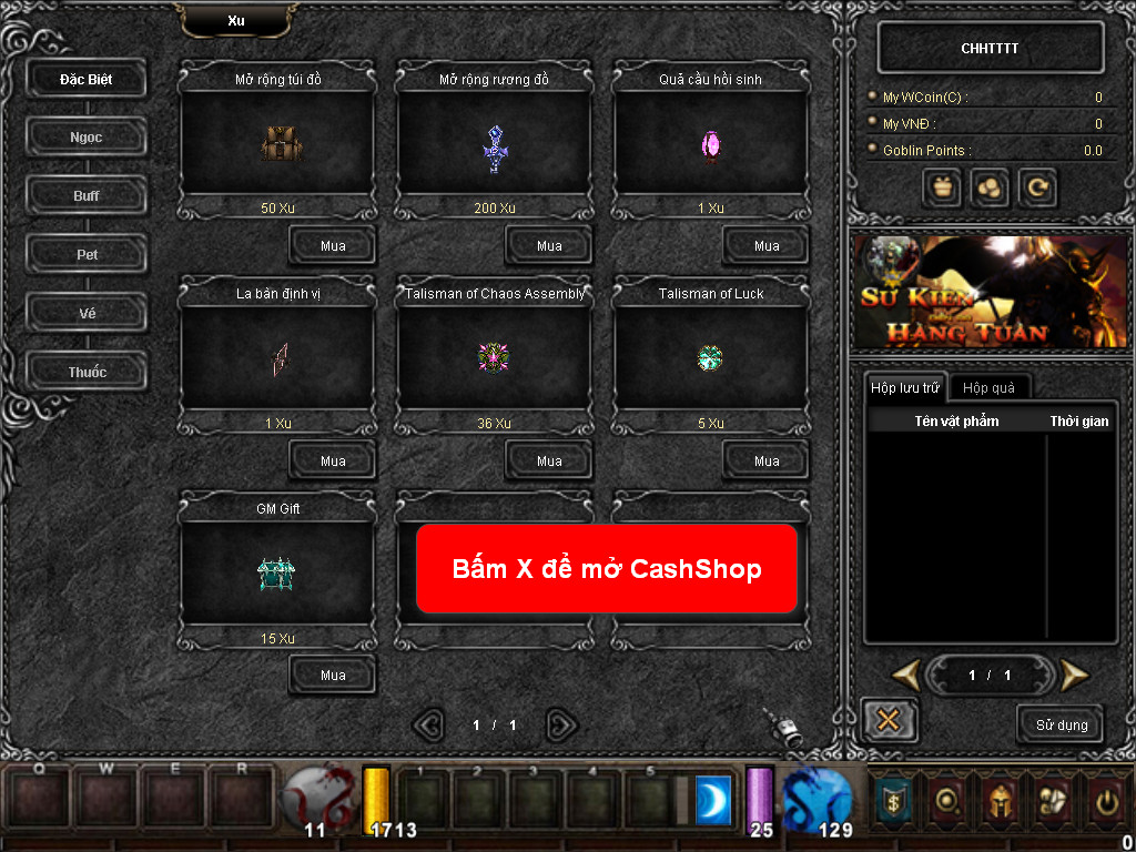 Chức năng chính của Game MU Ma Vương